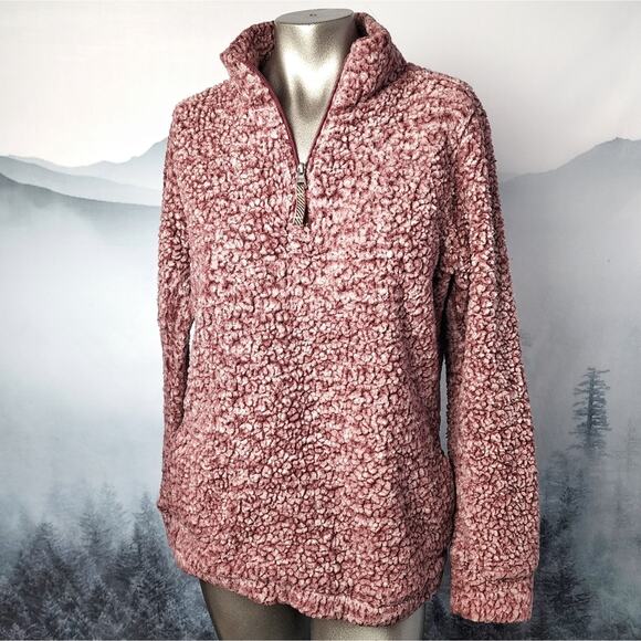 Weatherproof Vintage 1/4 Zip Maroon Teddy Pullover | Women's Medium - Picture 2 of 11